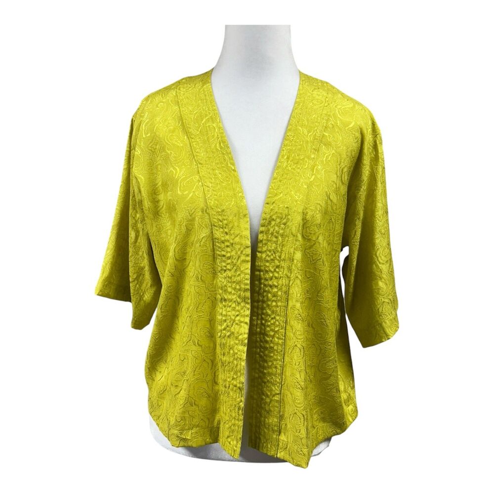 Junk Food Crop Open Kimono Jaquard Chartreuse Sz M